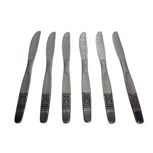 National Stainless Butter Knives Fleur De Lis Handle Design Japan Set of 6